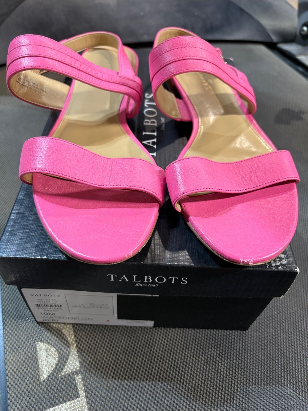 Talbots Bright Pink Double-Strap Leather Sandals